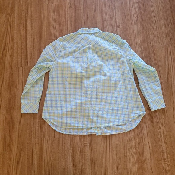 Talbots Top Shirt Womens 1X Petite Blue Yellow Plaid Button Down Casual Career - Picture 9 of 11